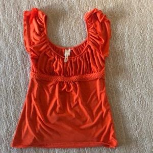 Cap sleeve orange blouse